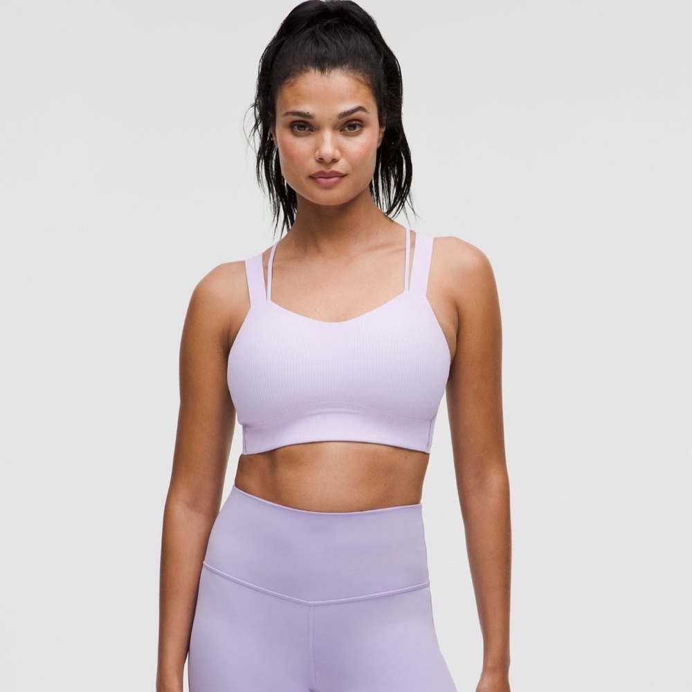 NWT Lululemon Ribbed Like a Cloud Longline Lavender Cross-Back Bra size 10 D/DD